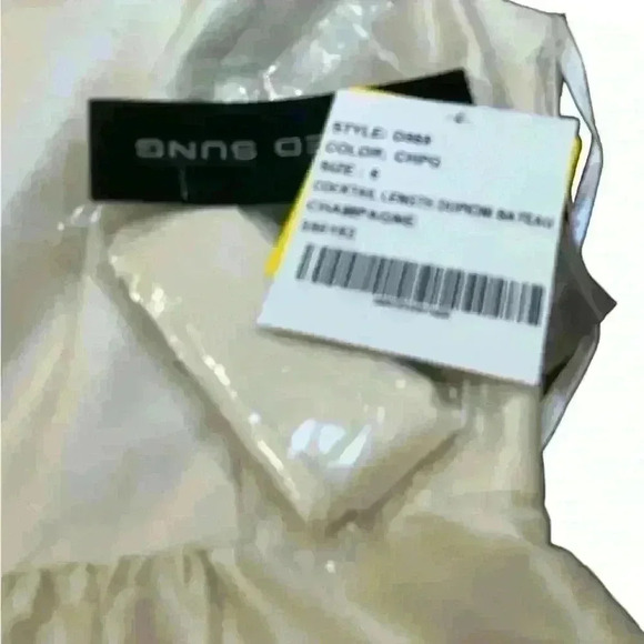 Alfred Sung D570 Champagne Cap Sleeve Dress - Picture 6 of 8